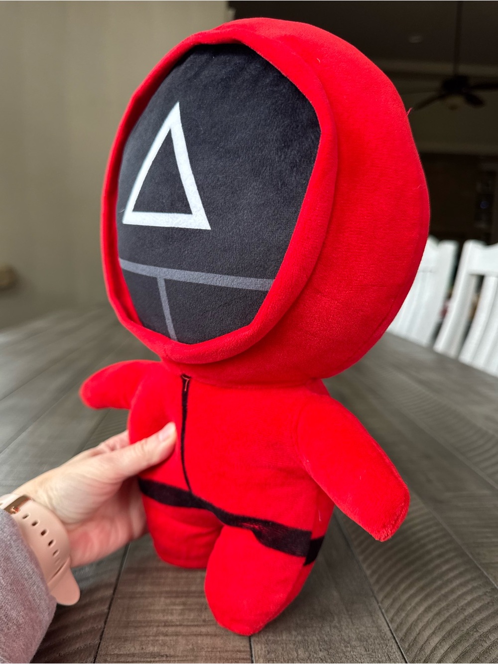 Red Squid Game Triangle Guard Netflix Plush Toy - Red Masked Soldier Kids Toy - Picture 5 of 6
